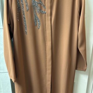 Elegant Brown Dress with Silver Accents